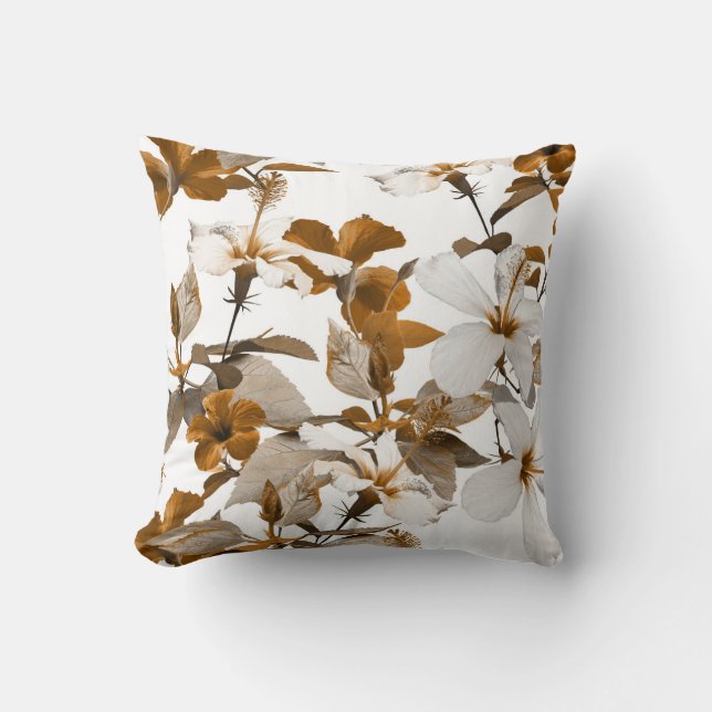 Vintage Tropical Hibiscus: Photo Collage Pattern Cushion (Front)