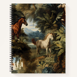 Vintage Tropical Horse Pattern Elegant Equestrian Notebook