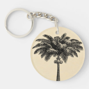 Vintage Tropical Island Palm Tree Template Blank Key Ring