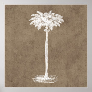 Vintage Tropical Island Palm Tree Template Blank Poster