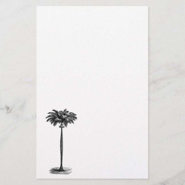 Vintage Tropical Island Palm Tree Template Blank Stationery (Front)