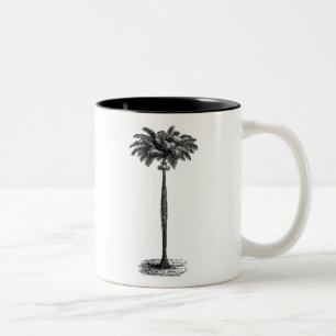 Vintage Tropical Island Palm Tree Template Blank Two-Tone Coffee Mug