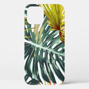 Vintage Tropical Jungle Leaves Pattern iPhone 12 Case