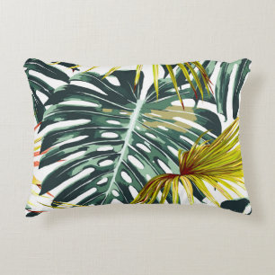 Vintage Tropical Jungle Leaves Pattern Decorative Cushion