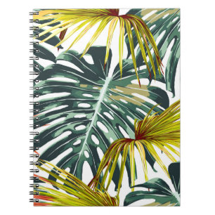 Vintage Tropical Jungle Leaves Pattern Notebook