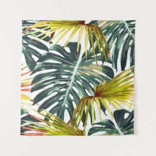 Vintage Tropical Jungle Leaves Pattern Tapestry