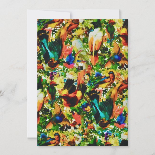 Vintage Tropical Jungle Wild Parrots Holiday Card (Front)