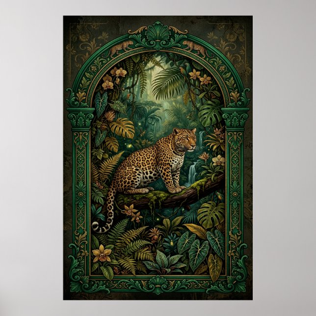 Vintage Tropical Leopard Poster (Front)