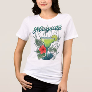 Vintage Tropical Margarita Cocktail Vibrant Graphi Tri-Blend Shirt