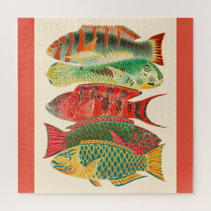 Vintage tropical ocean fish jigsaw puzzle