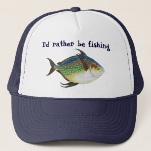 Vintage Tropical Opah Fish, I'd Rather be Fishing Trucker Hat