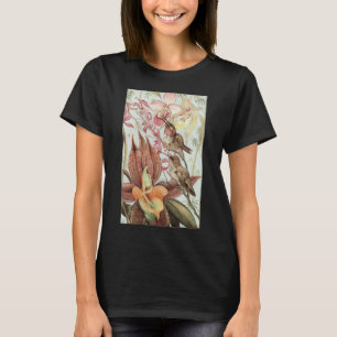 Vintage Tropical Orchids, Flowers and Hummingbirds T-Shirt