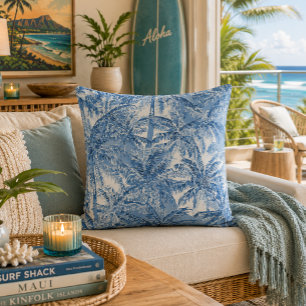 Vintage Tropical Palm Toile Pattern Cushion