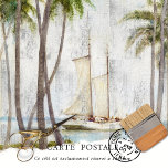 Vintage Tropical Palm Tree and Sailboat Decoupage Tissue Paper<br><div class="desc">Transport your crafting projects to a serene tropical paradise with this vintage-inspired decoupage tissue paper. Featuring lush palm trees, a classic sailboat, and a rustic textured background, this design is perfect for junk journals, scrapbooking, beach-themed events, or coastal wedding décor. The soft, natural tones and timeless charm make it ideal...</div>