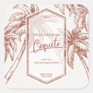 Vintage Tropical Palm Tree Coquito Square Sticker