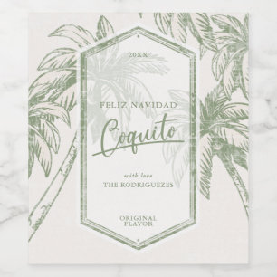 Vintage Tropical Palm Tree Coquito Wine Label