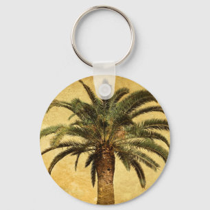 Vintage Tropical Palm Tree Key Ring
