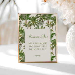 Vintage Tropical Palm Tree Mimosa Bar Poster