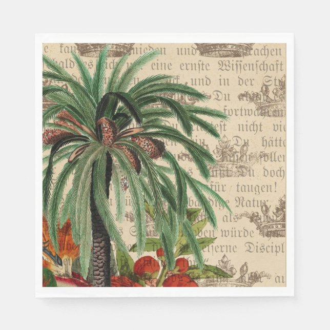 Vintage Tropical Palm Tree Napkin (Front)