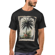 Vintage Tropical Palm Tree Stamp Art