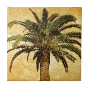 Vintage Tropical Palm Tree Tile