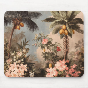 Vintage Tropical Paradise with Palm Trees Mouse Mat