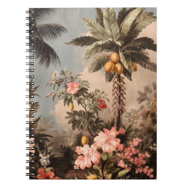 Vintage Tropical Paradise with Palm Trees Notebook (Front)