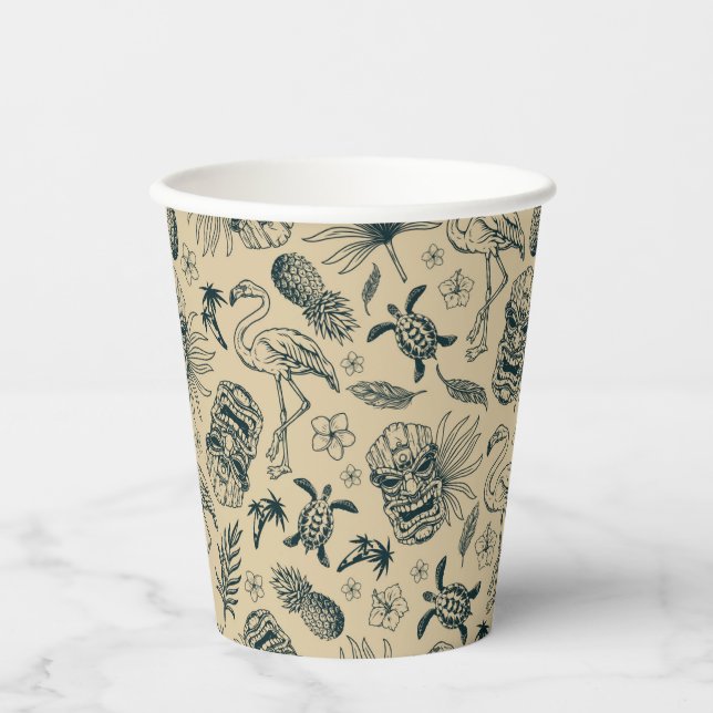 Vintage Tropical Pattern Paper Cups (Front)