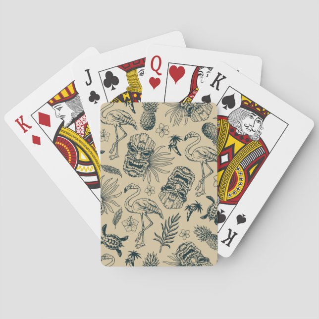 Vintage Tropical Pattern Playing Cards (Back)