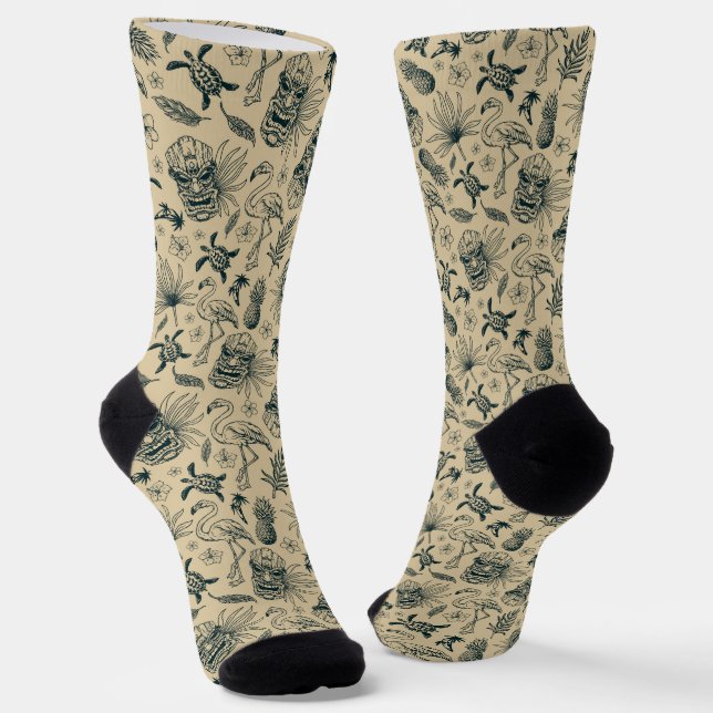 Vintage Tropical Pattern Socks (Angled)
