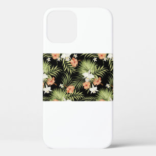 vintage tropical pattern with hibiscus flowers and iPhone 12 case