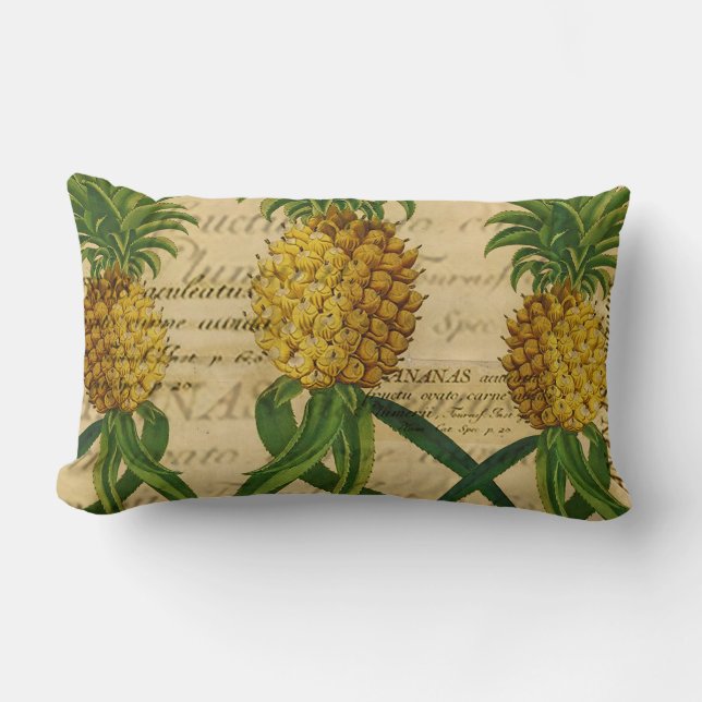 Vintage Tropical Pineapple Lumbar Pillow (Front)