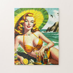 Vintage Tropical Pinup Jigsaw Puzzle