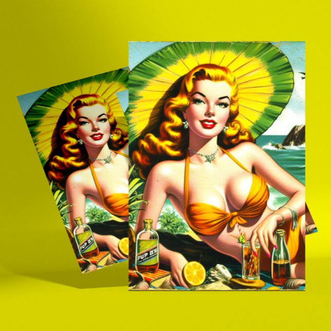 Vintage Tropical Pinup Postcard (Creator Uploaded)