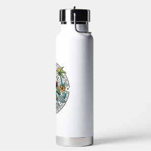 Vintage Tropical Sea Turtle Sunglasses Graphic Shi Water Bottle