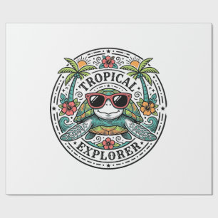 Vintage Tropical Sea Turtle Sunglasses Graphic Shi Wrapping Paper