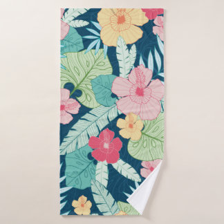 vintage tropical summer hawaiian seamless pattern  bath towel