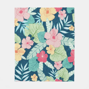 vintage tropical summer hawaiian seamless pattern fleece blanket