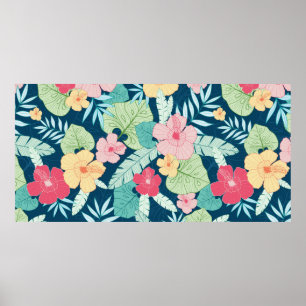 vintage tropical summer hawaiian seamless pattern  poster