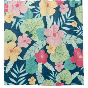 vintage tropical summer hawaiian seamless pattern  shower curtain