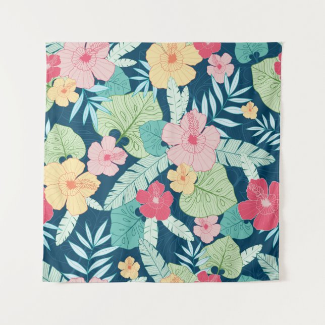 vintage tropical summer hawaiian seamless pattern  tapestry (Front)