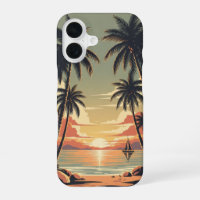 Vintage Tropical Sunset Scene