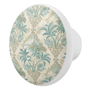 Vintage Tropical Toile Coastal Elegance Design Ceramic Knob