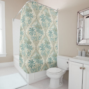 Vintage Tropical Toile Coastal Elegance Design Shower Curtain