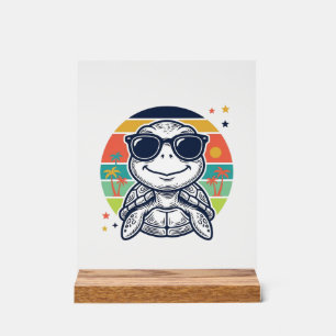 Vintage Tropical Turtle Sunglasses Beach Shirt_1 Acrylic Sign
