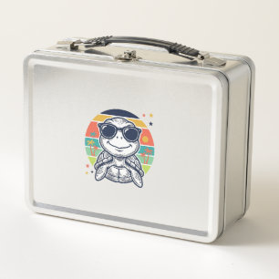 Vintage Tropical Turtle Sunglasses Beach Shirt_1 Metal Lunch Box