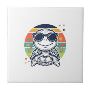 Vintage Tropical Turtle Sunglasses Beach Shirt_1 Tile