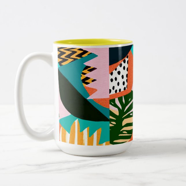 Vintage Tropical Vibes Two-Tone Coffee Mug (Left)