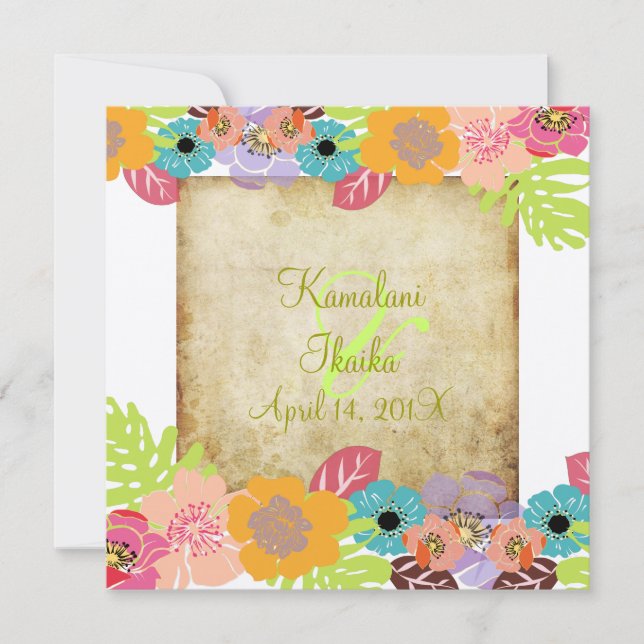 Vintage Tropical wedding Add your background Invitation (Front)