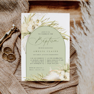 Vintage Tropics Baptism Ceremony & Party Invitatio Invitation